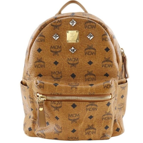 MCM Logogram Backpack Daypack MMK2AVE20 Small Studs Brown PVC Women